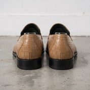Tan Alligator-Embossed Leather Penny Loafers — Kingsley
