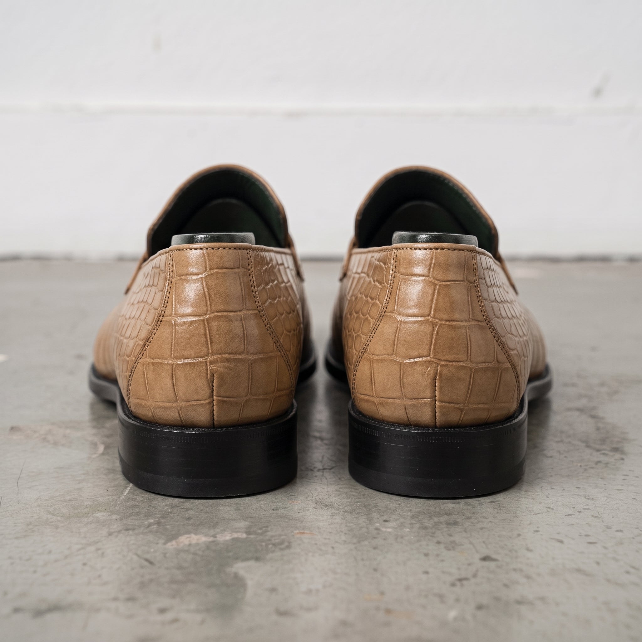 Tan Alligator-Embossed Leather Penny Loafers — Kingsley