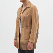 Men's Tan Fringe Suede Jacket — Howland