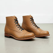 Tan-Handcrafted Leather Men's Ankle Boot-angle-view-showing-depth
