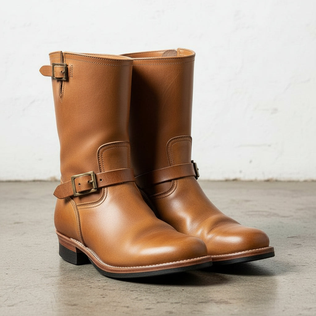 Tan-Handmade Men Two Tone Biker Boots, Men and Motorcycle Boot-front-view