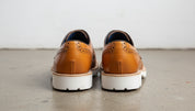 Tan Leather Brogue Shoes with rubber sole, Handmade Leather Shoes for men - back-view