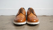 Tan Leather Brogue Shoes with rubber sole, Handmade Leather Shoes for men - front-view