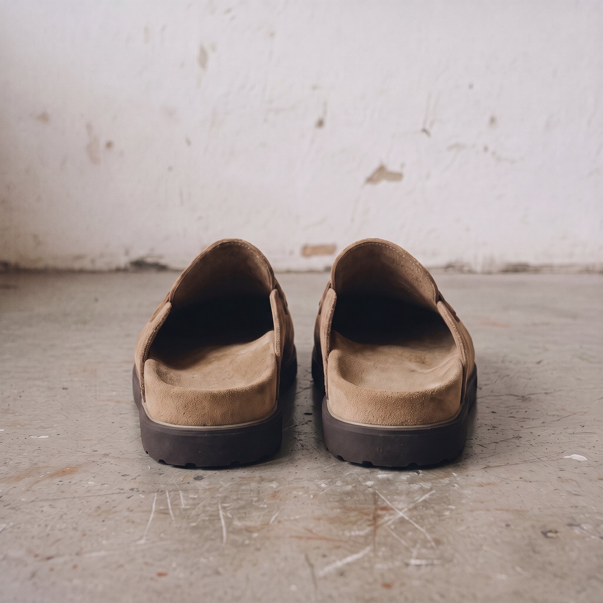 Tan Suede Apron-Toe Loafer Mules — Brentley