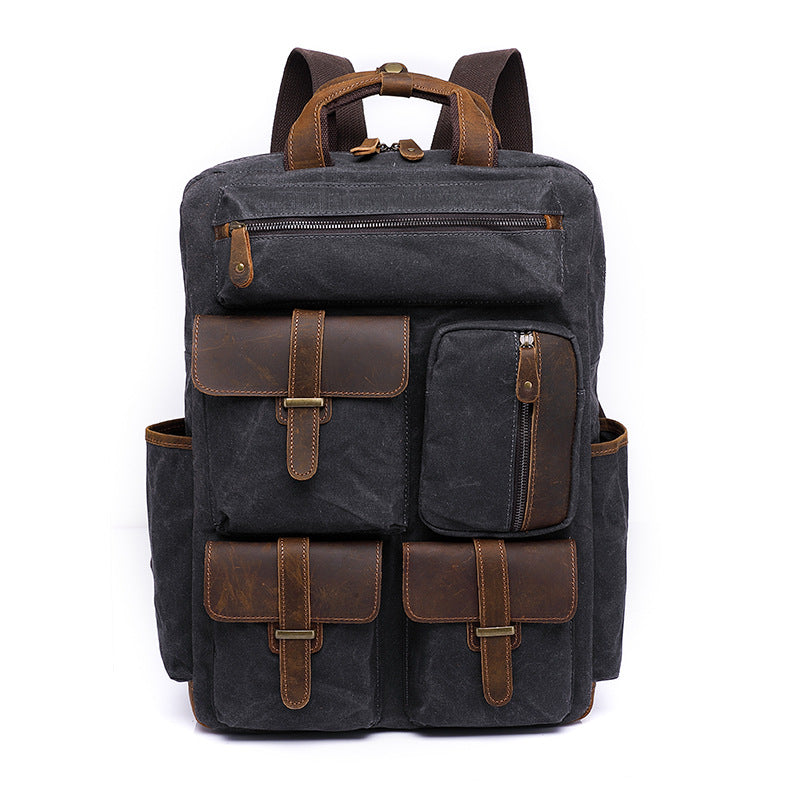 Timeless Waxed Canvas and Leather Adventure Backpack