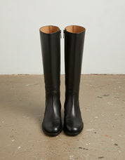 top-view-showing-zipper - Women's Handmade Leather Riding Boots, Knee-High Boots, Full Grain Leather Boots