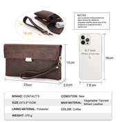 Men's Luxury RFID Blocking Leather Wristlet Clutch Bag