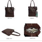 Women's Vintage Genuine Leather Handbag - Classic Structured Tote