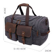 Handmade Zipper Canvas Genuine Leather Men’s Travel Duffel Bag