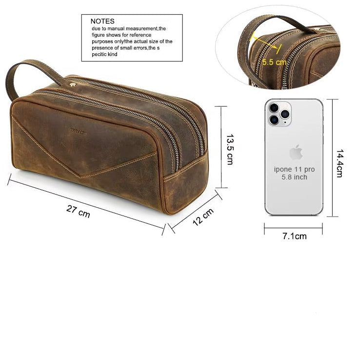 Men's Brown Leather Travel Toiletry Organizer