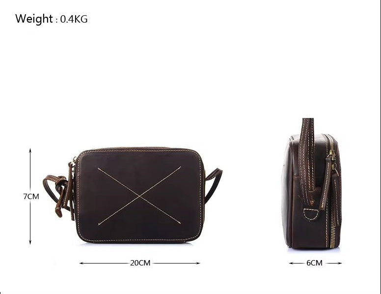 Handcrafted Cross-Stitched Leather Sling Bag For Women