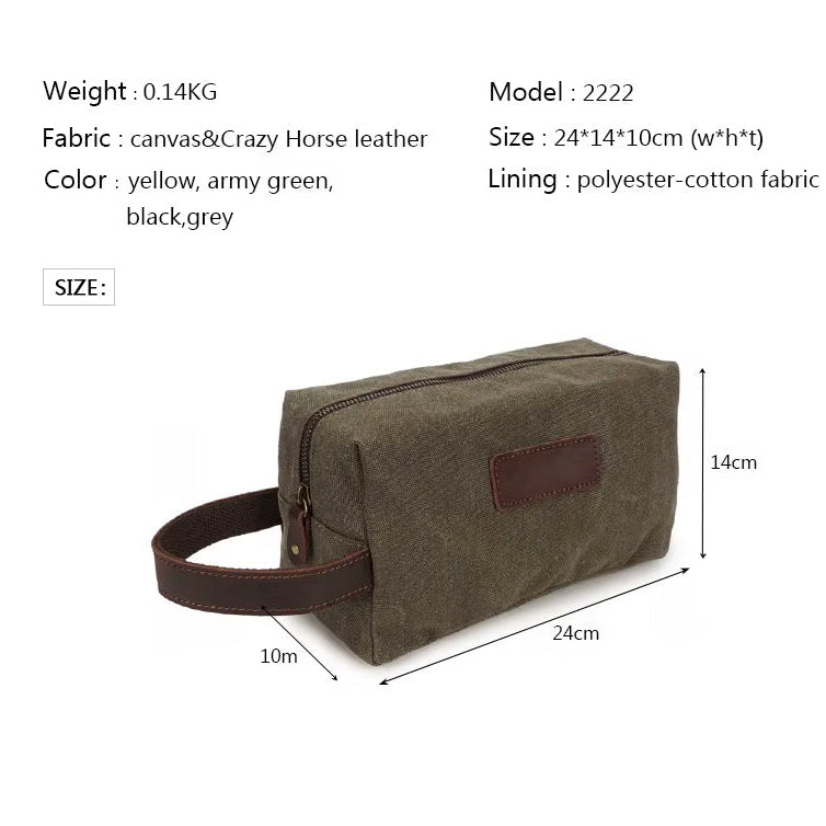 Unisex Travel Toiletry Bag, Waterproof Canvas Makeup Pouch