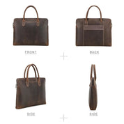 Slim Laptop Briefcase - 14.2" Trolley Strap Leather Bag for Professionals