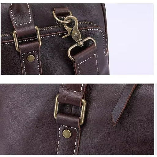 Premium Vintage Leather Laptop Briefcase for Men – Waterproof, Zipper Close