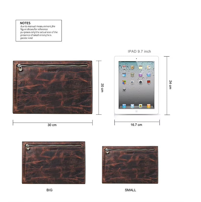 Retro Leather Men's Clutch Bag -  Envelope Clutch for iPad