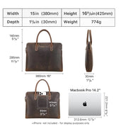 Slim Laptop Briefcase - 14.2" Trolley Strap Leather Bag for Professionals
