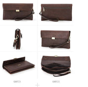 Men's Luxury RFID Blocking Leather Wristlet Clutch Bag