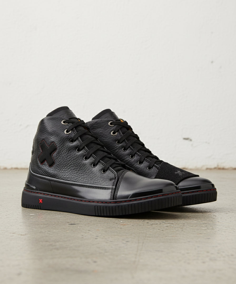 Unisex Biker Pure Leather Sneakers - Ultimate Comfort Bike Riding Boots - angle-view-showing-depth