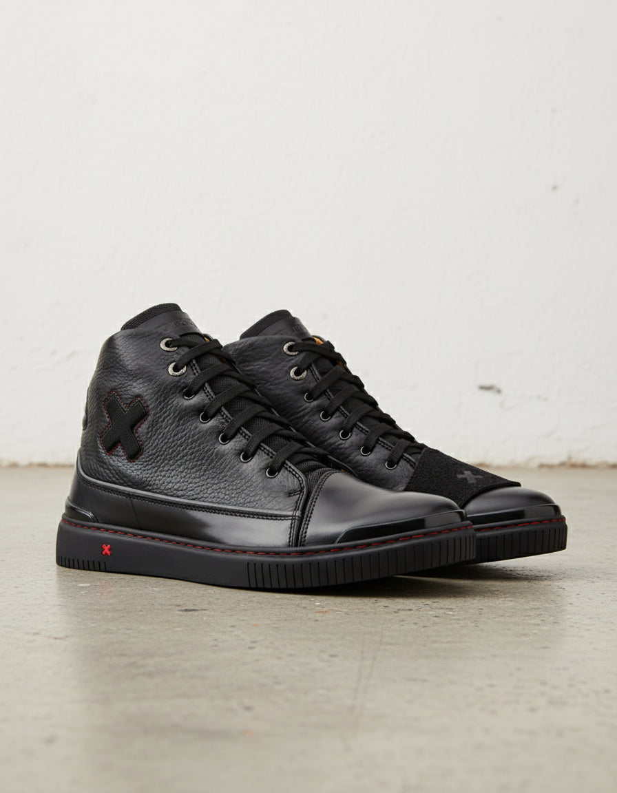 Unisex Biker Pure Leather Sneakers - Ultimate Comfort Bike Riding Boots - angle-view-showing-depth