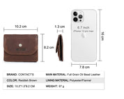 Men's RFID-Blocking Leather Wallet, Compact Zippered Wallet for Cash and Cards