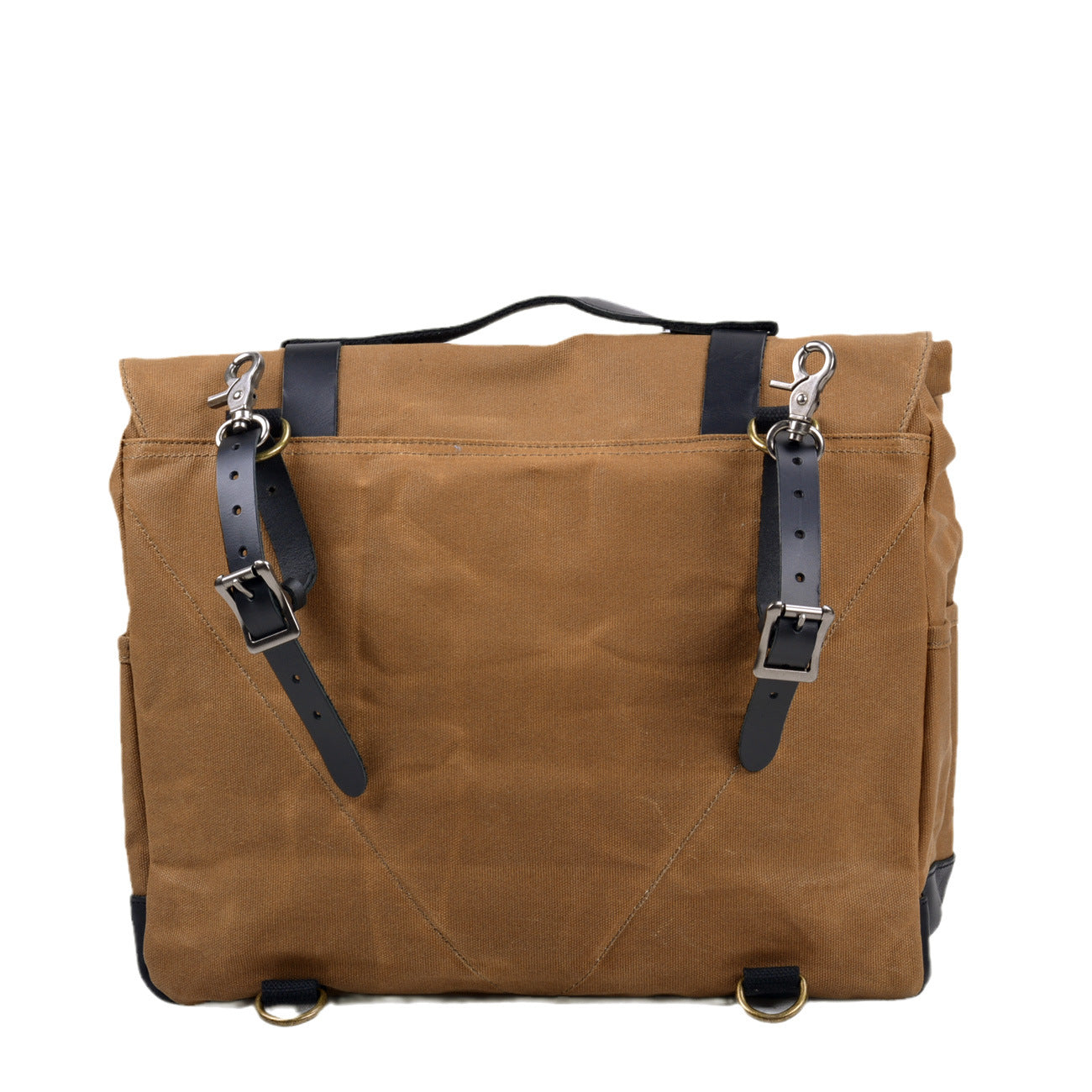 canvas leather roll top backpack Tan and Black Canvas Roll-Top Backpack