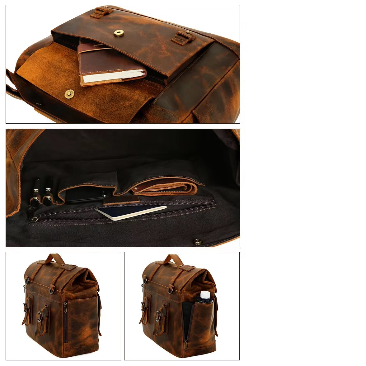 Handmade Crazy Horse Leather Backpack