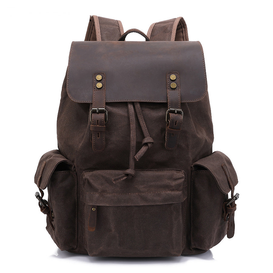 canvas rucksack backpack true leather Vintage and - Rugged & Functional The backpack boasts a Buy1get5025 Leather Diaper Bag – Color:Hunter Green / Eagle Blue