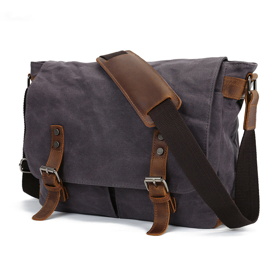 Handmade Canvas and Leather Messenger Bag