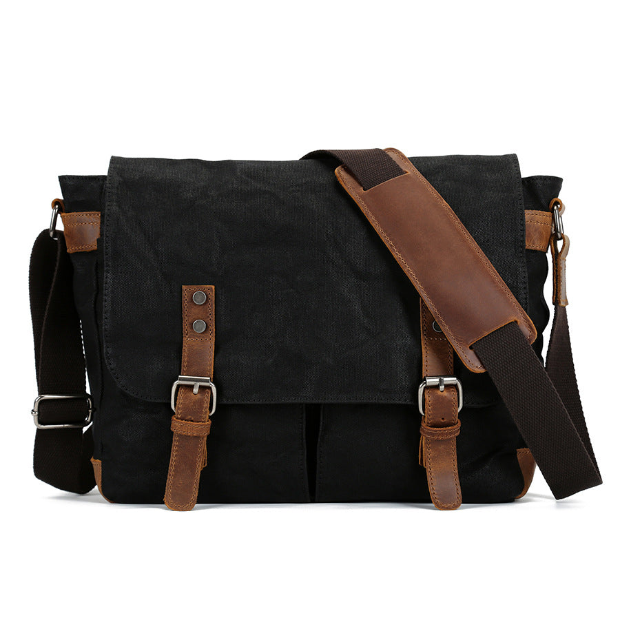 Handmade Canvas and Leather Messenger Bag