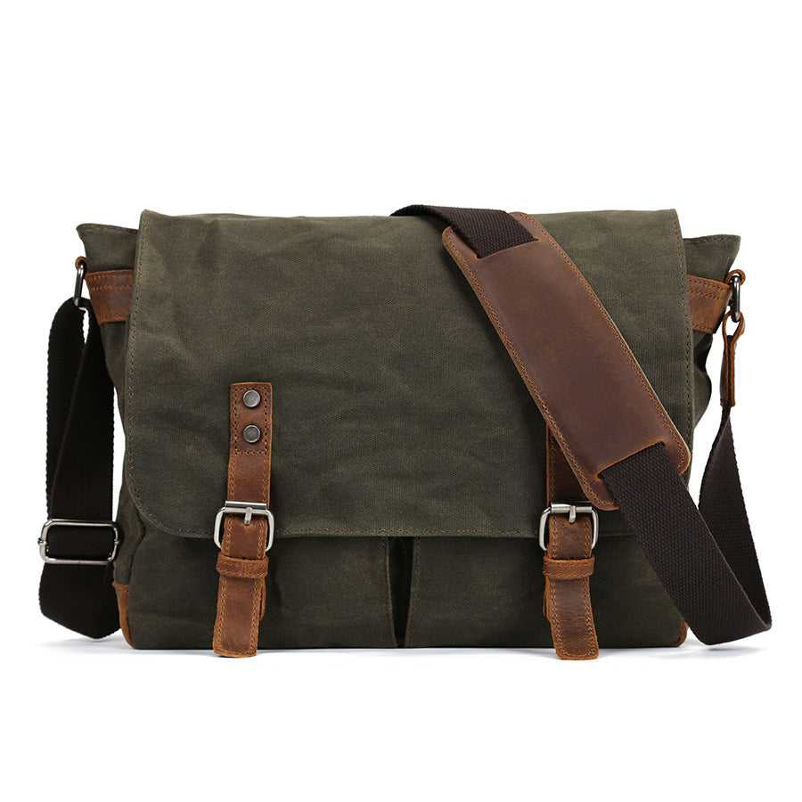 Canvas Messenger Bag for Men, Portable Office with Laptop Case and Trolley Slot, Practical Organizer with Multiple Compartments, Waxed Canvas and Genu Canvas Mens 14\u0027\u0027 Side Bag Courier Bag Gray Postman Bag