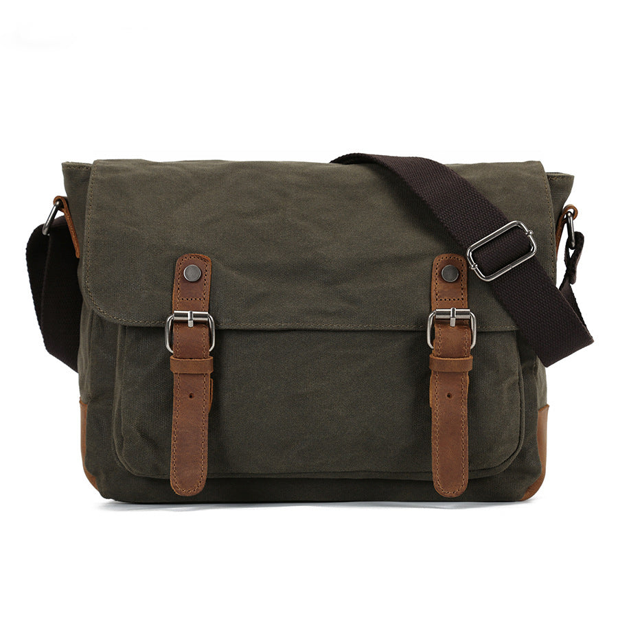 Vintage Canvas Messenger Bag with Multiple Compartments