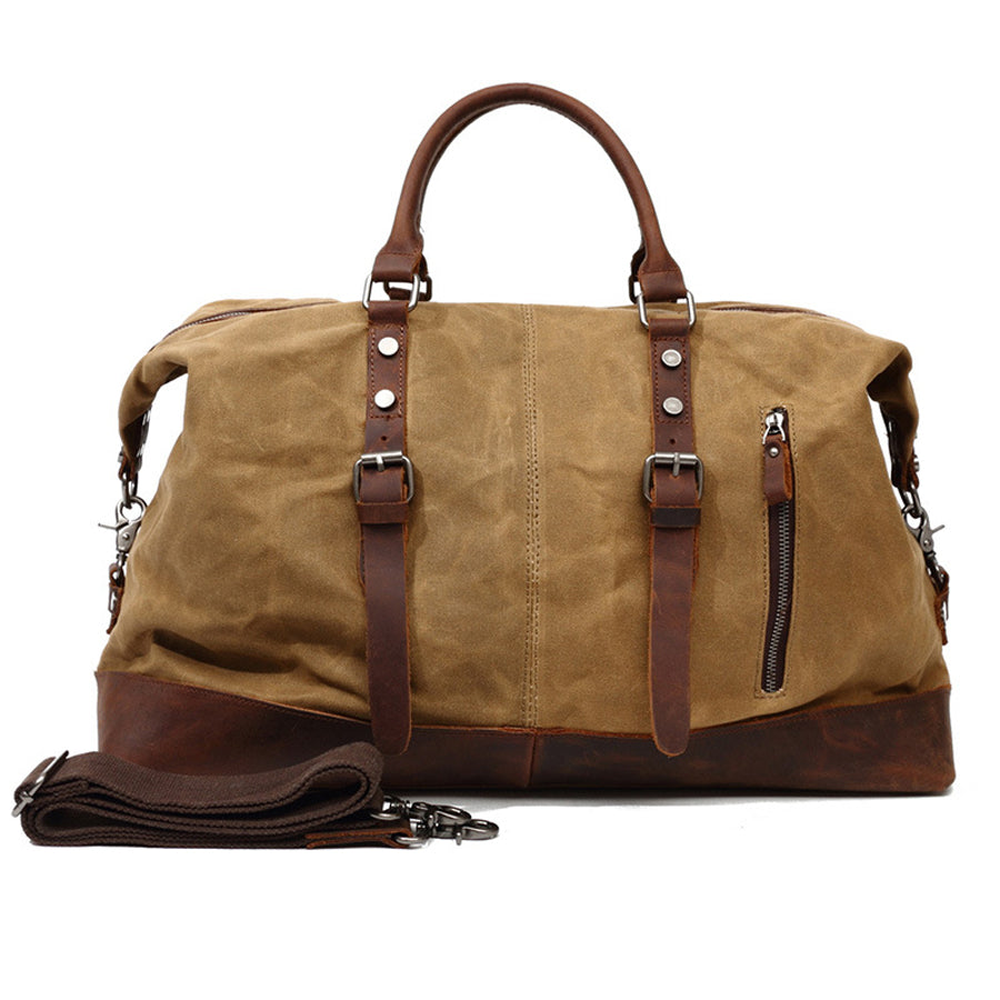 Vintage Canvas Solid Color Leather Duffel Bag