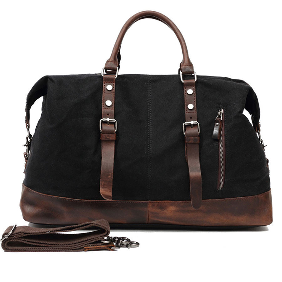 Vintage Canvas Solid Color Leather Duffel Bag