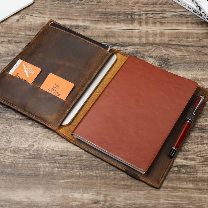 Vintage Leather Notebook Cover with Pen Strap-Handmade and Durable