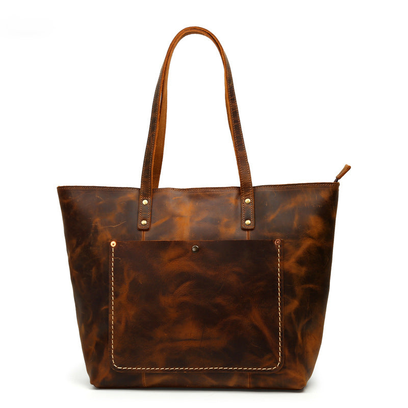 Vintage Leather Tote Bag for Women