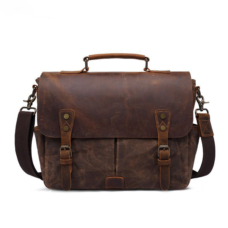 Vintage Wax Canvas Messenger Bag for Men