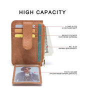 Men's RFID-Blocking Genuine Leather Bifold Wallet with Coin Pocket