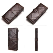 Unisex Stylish Diamond Lattice Genuine Leather Wallet