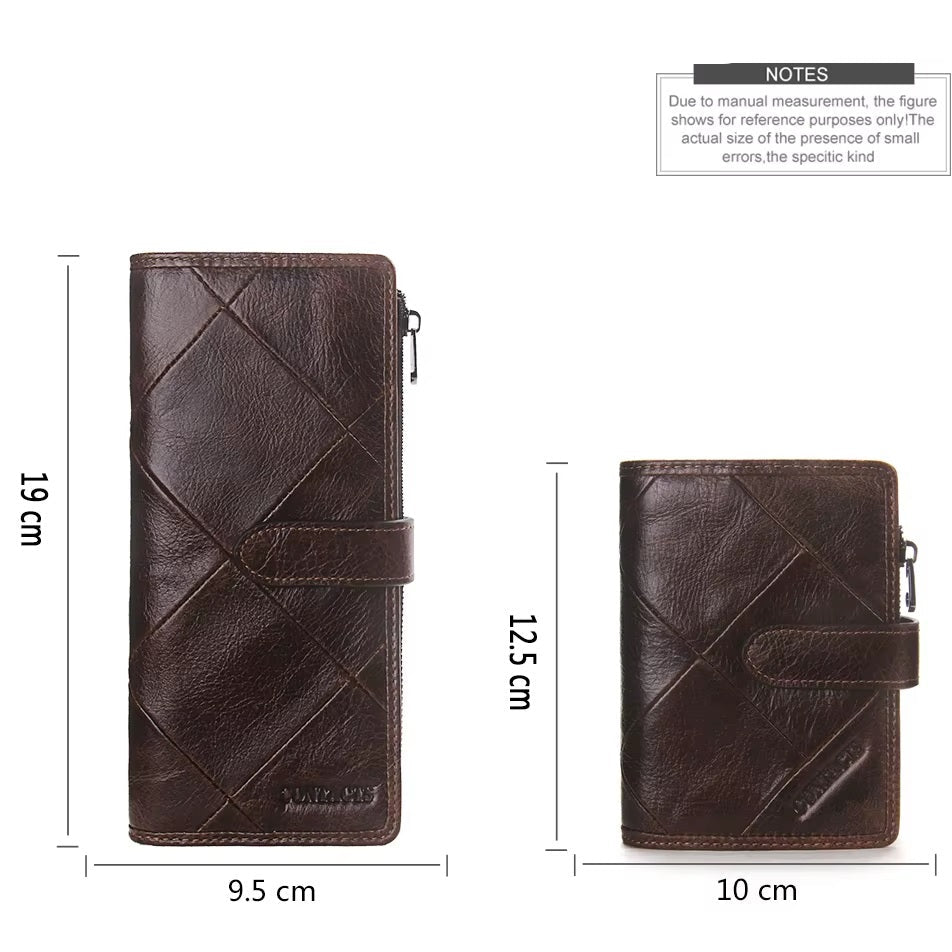 Unisex Stylish Diamond Lattice Genuine Leather Wallet