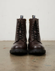 Walnut-Handcrafted Leather Biker Boots - Rugged Protection & Comfort-front-view