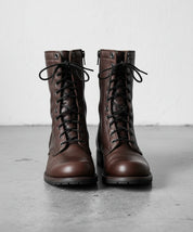 Walnut-Handcrafted Men's Leather Combat Boots-front-view