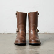 Walnut-Handmade Men Two Tone Biker Boots, Men and Motorcycle Boot-front-view