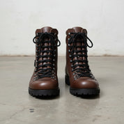 Walnut-Handmade Men's Biker Leather Ankle Boots-front-view