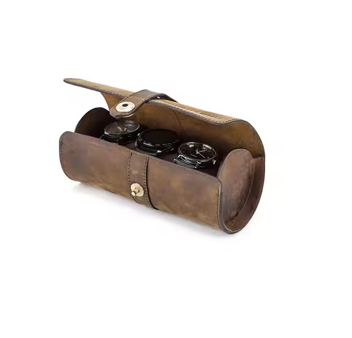 Watch Case Box With Three Slots Jewelry Pouch