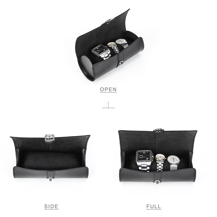 Watch Case Box With Three Slots Jewelry Pouch