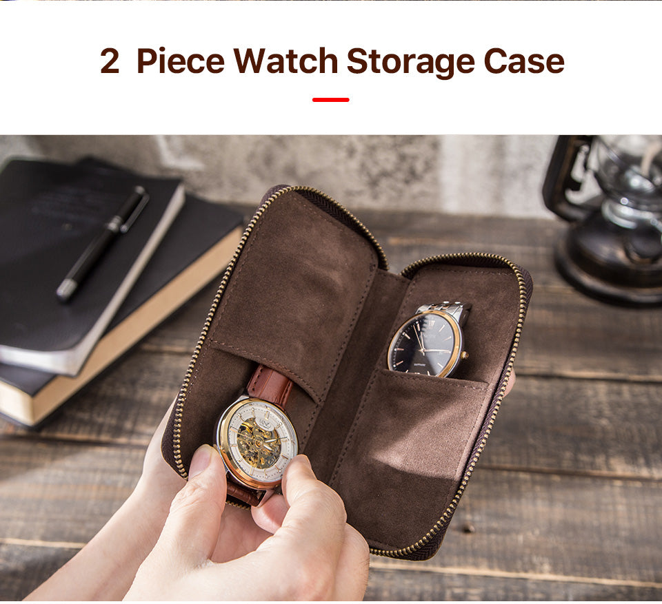 Watch Case Box With Two Slots Jewelry Holder