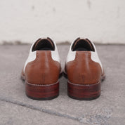 White and Brown Wingtip Leather Spectator Oxfords — Alsop