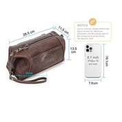 Large Capacity Men's Leather Toiletry Clutch Bag, Handcrafted Travel Organizer