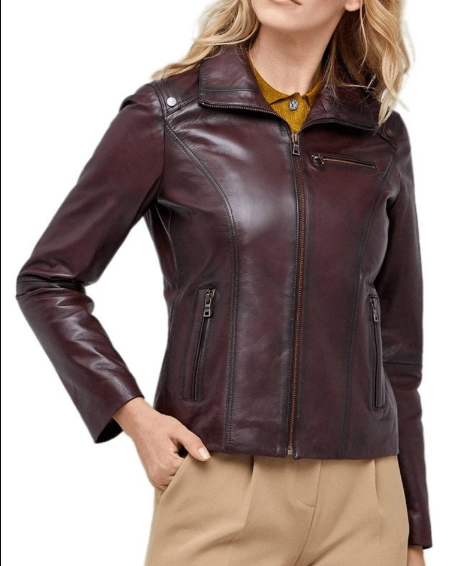 Women antique Brown leather Jacket, Women multi Pocket biker jacket Jacket