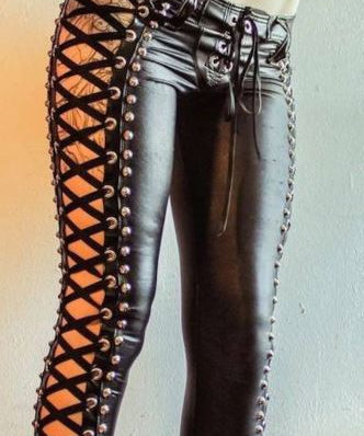 Gothic Women Real Leather Snug Fit stylish Laces Women Pant